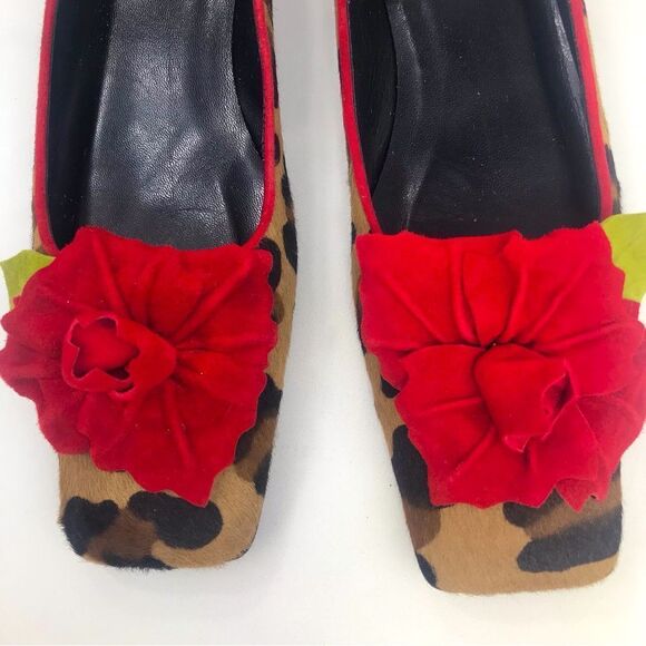 Ramon Tenza Leopard Print Flats with Red Floral Accent - Picture 7 of 16